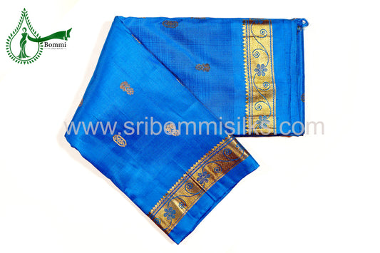 Sky Blue Color Pure Silk Saree with small fancy butta and rich pallu and Double Side Border