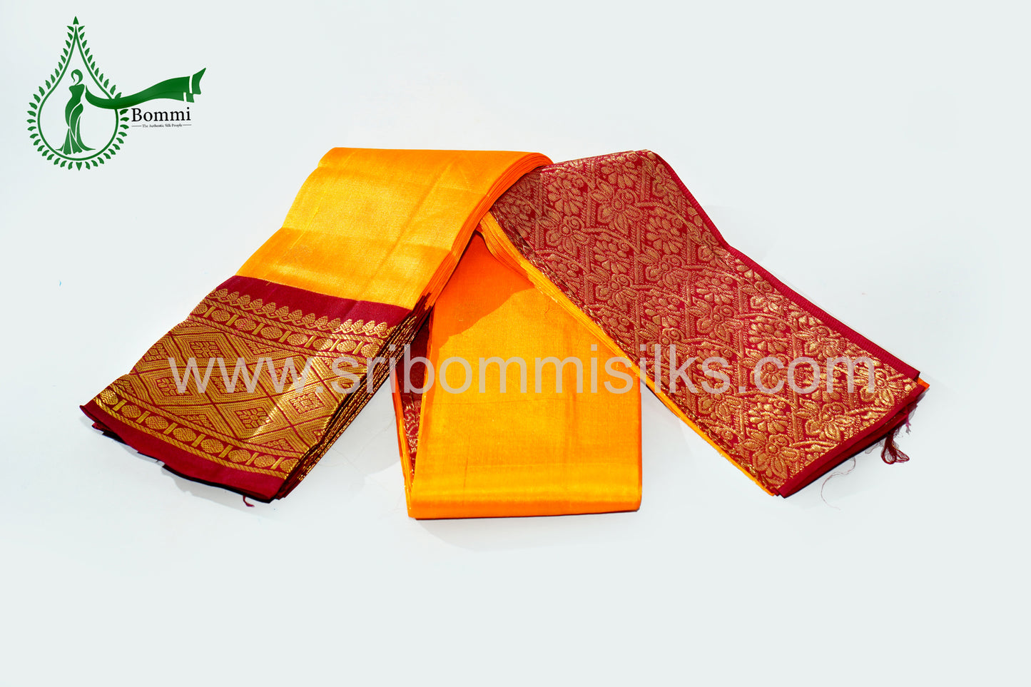 Mango Yellow Color Kanchipuram Korvai Traditional One Side Pure Silk Saree with Crimson Red Contrast Border Rich Pallu and Small fancy butta